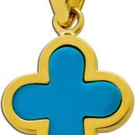 Kleeblatt Anhänger Gold 333 8K synthetischer Türkis