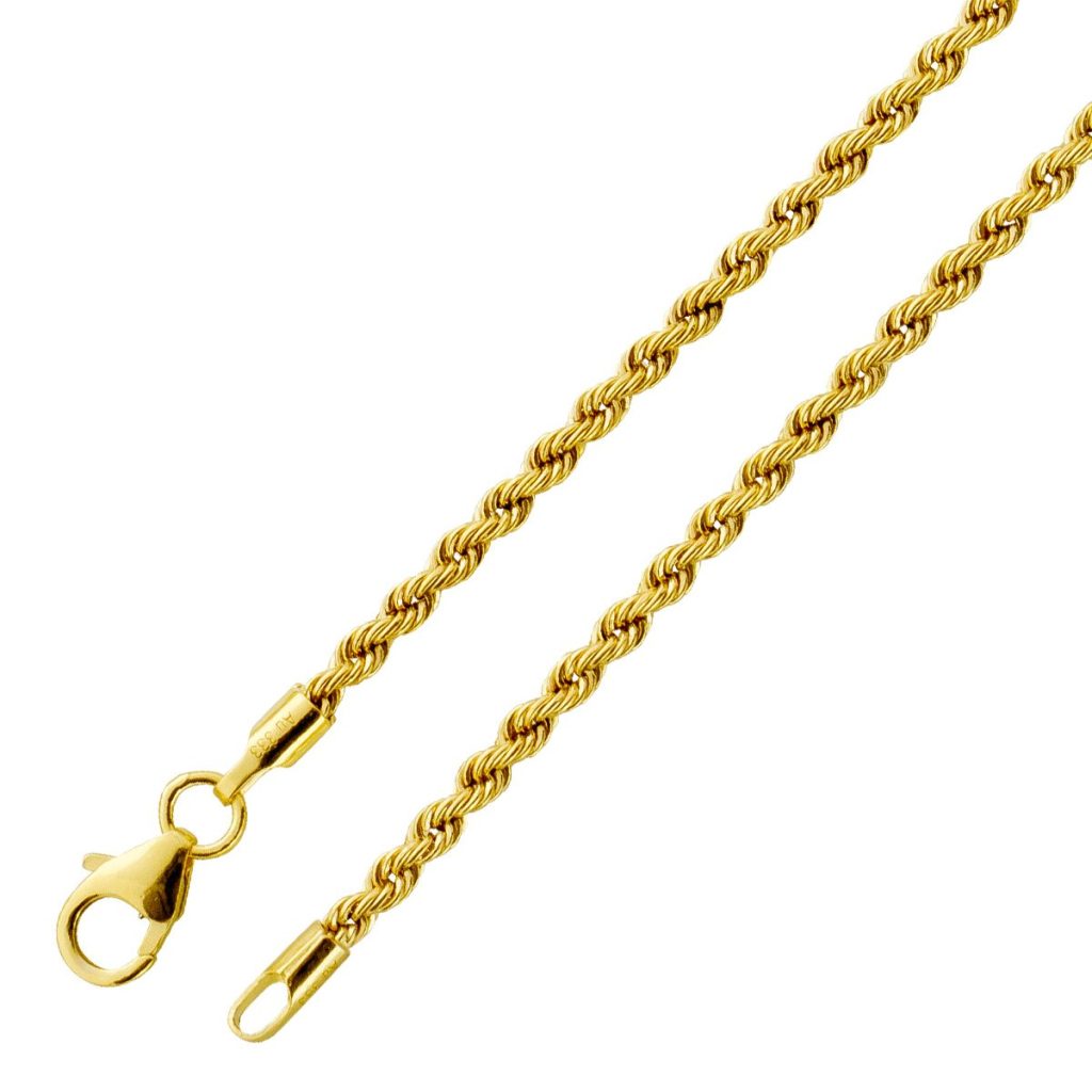 Kordelkette Dookie Rope 2,2mm Gelbgold 333 8 Karat halbmassiv poliert