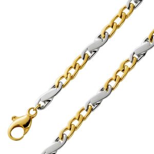 Panzerarmband 4,0mm Gelbgold Weißgold 375 9 K massiv poliert Bicolor