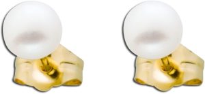 Perlen Ohrstecker Gelbgold 585 14 Karat Süßwasserzuchtperlen 5mm