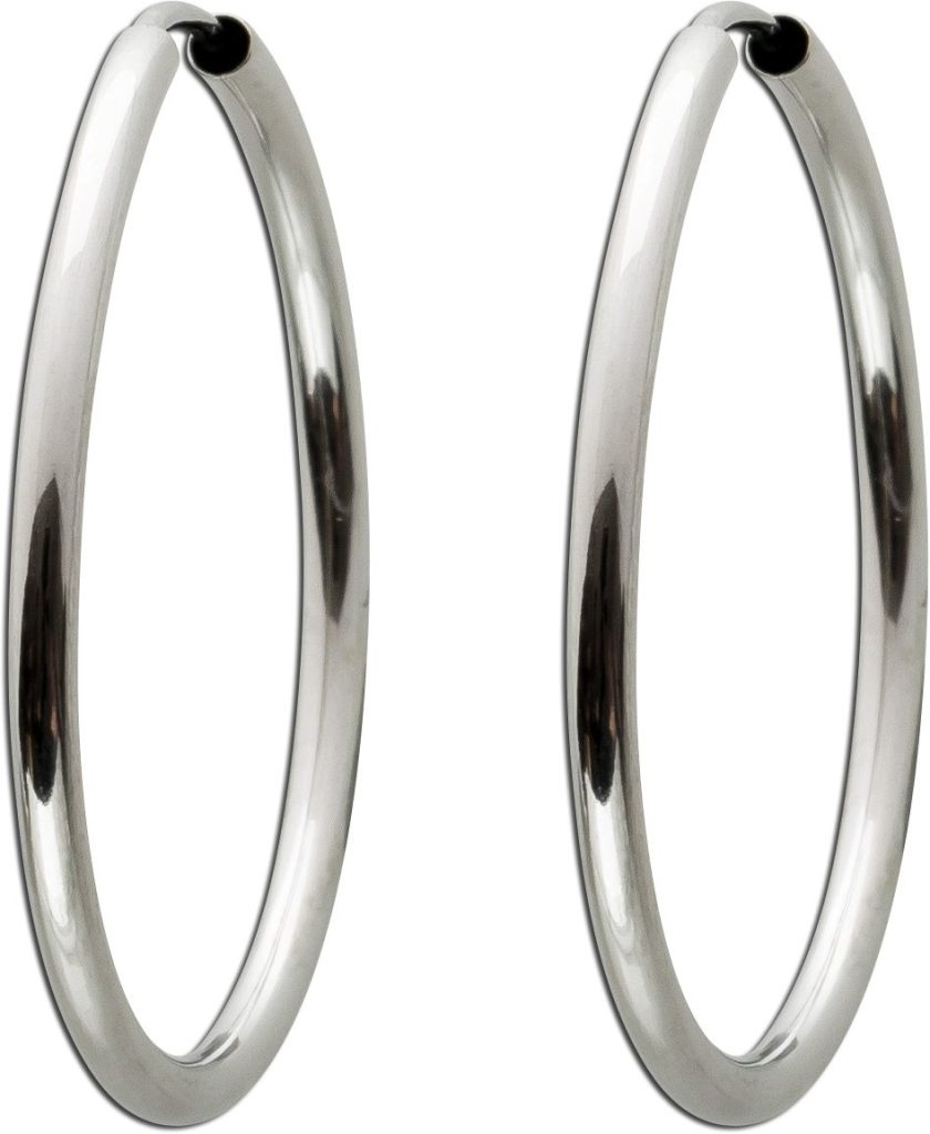Hoops Creolen Weißgold 585 14 Karat 30mm flexibel