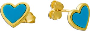 Herz Ohrstecker Gelbgold 333 8K synthetischer Türkis