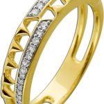 Diamantring Gelbgold 585 Weißgold 14K Brillanten 0.11ct