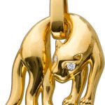Panther Anhänger Silber 925 Gelbgold vergoldet weiße Zirkonia