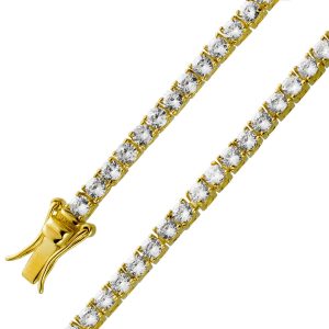 Tennisarmband Silber 925 Gelbgold vergoldet weiße Zirkonia