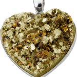 Herz Pyrit Anhänger Silber 925 gold glänzender Edelstein 100.0ct.