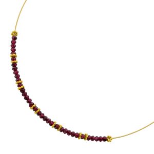 Granat Halsreif Gelbgold vergoldet weinrote Natur Edelsteine