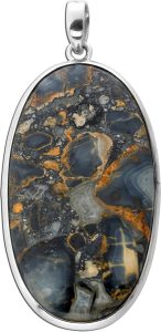 Jaspis Anhänger Silber 925 orange grüner Maligano Edelstein 35ct