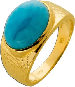 Larimar Ring Silber 925 vergoldet blauer Natur Larimar 7.5ct