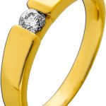 Solitärring Silber vergoldet Labor Diamant 0.25ct. Verlobungsring