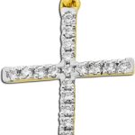 Kreuz Anhänger Gelbgold 585 14 Karat Brillanten 0.06ct TW VSI
