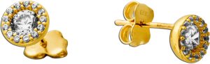 Halo Zirkonia Ohrstecker Gold 333 8 Karat weiße Zirkonia Steine