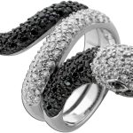 Schlangen Ring Silber 925 schwarze weisse Zirkonia Steine